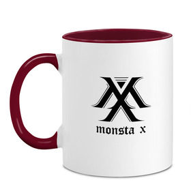 Кружка двухцветная с принтом MONSTA X_4 в Новосибирске, керамика | объем — 330 мл, диаметр — 80 мм. Цветная ручка и кайма сверху, в некоторых цветах — вся внутренняя часть | monsta x | монст х