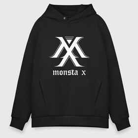 Мужское худи Oversize хлопок с принтом MONSTA X_5 в Новосибирске, френч-терри — 70% хлопок, 30% полиэстер. Мягкий теплый начес внутри —100% хлопок | боковые карманы, эластичные манжеты и нижняя кромка, капюшон на магнитной кнопке | Тематика изображения на принте: monsta x | монст х