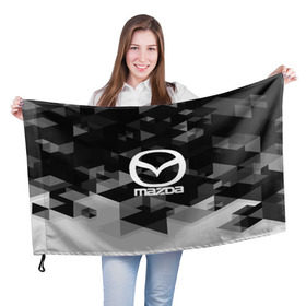 Флаг 3D с принтом Mazda sport geometry в Новосибирске, 100% полиэстер | плотность ткани — 95 г/м2, размер — 67 х 109 см. Принт наносится с одной стороны | auto | automobile | car | carbon | machine | mazda | motor | motor car | sport car | автомашина | бренд | легковой автомобиль | мазда | марка | спортивный автомобиль | тачка