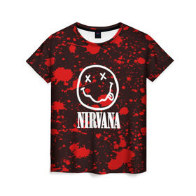Женская футболка 3D с принтом NIRVANA в Новосибирске, 100% полиэфир ( синтетическое хлопкоподобное полотно) | прямой крой, круглый вырез горловины, длина до линии бедер | nirvana | punk | rock | альтернативный хип хоп | группа | инди поп | музыка | музыкальное произведение | ноты | панк | регги | рок | синти поп