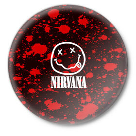 Значок с принтом NIRVANA в Новосибирске,  металл | круглая форма, металлическая застежка в виде булавки | nirvana | punk | rock | альтернативный хип хоп | группа | инди поп | музыка | музыкальное произведение | ноты | панк | регги | рок | синти поп