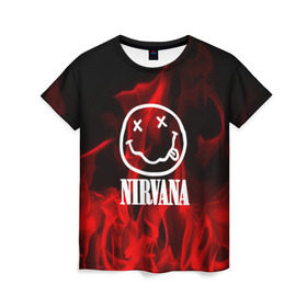 Женская футболка 3D с принтом NIRVANA в Новосибирске, 100% полиэфир ( синтетическое хлопкоподобное полотно) | прямой крой, круглый вырез горловины, длина до линии бедер | nirvana | punk | rock | альтернативный хип хоп | группа | инди поп | музыка | музыкальное произведение | ноты | панк | регги | рок | синти поп