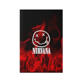 Обложка для паспорта матовая кожа с принтом NIRVANA в Новосибирске, натуральная матовая кожа | размер 19,3 х 13,7 см; прозрачные пластиковые крепления | nirvana | punk | rock | альтернативный хип хоп | группа | инди поп | музыка | музыкальное произведение | ноты | панк | регги | рок | синти поп