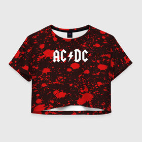 Женская футболка 3D укороченная с принтом AC DC в Новосибирске, 100% полиэстер | круглая горловина, длина футболки до линии талии, рукава с отворотами | ac dc | punk | rock | альтернативный хип хоп | группа | инди поп | музыка | музыкальное произведение | ноты | панк | регги | рок | синти поп