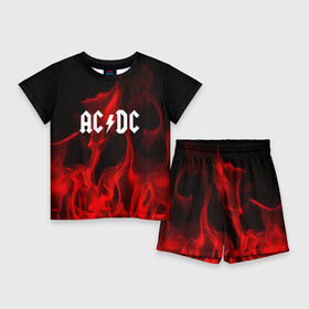 Детский костюм с шортами 3D с принтом AC DC в Новосибирске,  |  | ac dc | punk | rock | альтернативный хип хоп | группа | инди поп | музыка | музыкальное произведение | ноты | панк | регги | рок | синти поп