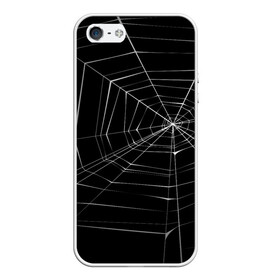 Чехол для iPhone 5/5S матовый с принтом Паутина в Новосибирске, Силикон | Область печати: задняя сторона чехла, без боковых панелей | Тематика изображения на принте: паук | сеть | черный