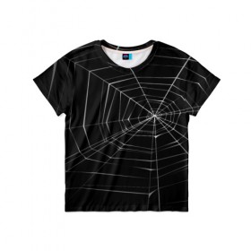 Детская футболка 3D с принтом Паутина в Новосибирске, 100% гипоаллергенный полиэфир | прямой крой, круглый вырез горловины, длина до линии бедер, чуть спущенное плечо, ткань немного тянется | паук | сеть | черный