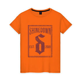 Женская футболка хлопок с принтом Shinedown est. 2001 в Новосибирске, 100% хлопок | прямой крой, круглый вырез горловины, длина до линии бедер, слегка спущенное плечо | shinedown