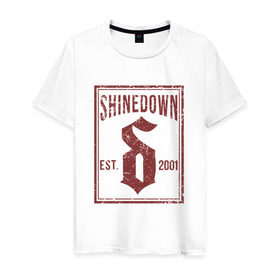 Мужская футболка хлопок с принтом Shinedown est. 2001 в Новосибирске, 100% хлопок | прямой крой, круглый вырез горловины, длина до линии бедер, слегка спущенное плечо. | shinedown