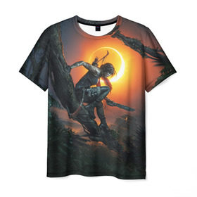 Мужская футболка 3D с принтом Shadow of the Tomb Raider в Новосибирске, 100% полиэфир | прямой крой, круглый вырез горловины, длина до линии бедер | croft | lara | raider | tomb | гробниц | крофт | лара | расхитительница