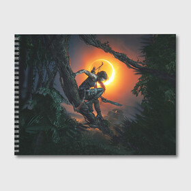 Альбом для рисования с принтом Shadow of the Tomb Raider в Новосибирске, 100% бумага
 | матовая бумага, плотность 200 мг. | Тематика изображения на принте: croft | lara | raider | tomb | гробниц | крофт | лара | расхитительница