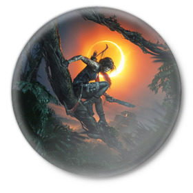 Значок с принтом Shadow of the Tomb Raider в Новосибирске,  металл | круглая форма, металлическая застежка в виде булавки | croft | lara | raider | tomb | гробниц | крофт | лара | расхитительница