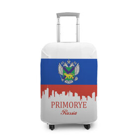 Чехол для чемодана 3D с принтом PRIMORYE (Приморье) в Новосибирске, 86% полиэфир, 14% спандекс | двустороннее нанесение принта, прорези для ручек и колес | Тематика изображения на принте: 