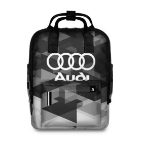 Женский рюкзак 3D с принтом Audi sport geometry в Новосибирске, 100% полиэстер | лямки с регулируемой длиной, сверху ручки, чтобы рюкзак нести как сумку. Основное отделение закрывается на молнию, как и внешний карман. Внутри два дополнительных кармана, один из которых закрывается на молнию. По бокам два дополнительных кармашка, куда поместится маленькая бутылочка
 | Тематика изображения на принте: audi | auto | automobile | car | carbon | machine | motor | motor car | sport car | автомашина | ауди | бренд | легковой автомобиль | марка | спортивный автомобиль | тачка