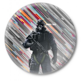 Значок с принтом Rainbow Six Siege в Новосибирске,  металл | круглая форма, металлическая застежка в виде булавки | 