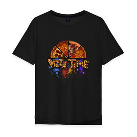 Мужская футболка хлопок Oversize с принтом Pizza Time 2 в Новосибирске, 100% хлопок | свободный крой, круглый ворот, “спинка” длиннее передней части | Тематика изображения на принте: 