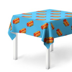 Скатерть 3D с принтом Hot Dog Pattern в Новосибирске, 100% полиэстер (ткань не мнется и не растягивается) | Размер: 150*150 см | Тематика изображения на принте: 