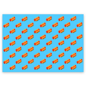 Поздравительная открытка с принтом Hot Dog Pattern в Новосибирске, 100% бумага | плотность бумаги 280 г/м2, матовая, на обратной стороне линовка и место для марки
 | Тематика изображения на принте: 