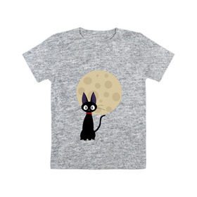 Детская футболка хлопок с принтом Luna cat в Новосибирске, 100% хлопок | круглый вырез горловины, полуприлегающий силуэт, длина до линии бедер | ведьмина доставка | кики | хаяо миядзаки