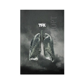 Обложка для паспорта матовая кожа с принтом TFK Exhale в Новосибирске, натуральная матовая кожа | размер 19,3 х 13,7 см; прозрачные пластиковые крепления | Тематика изображения на принте: tfk | thousand foot krutch
