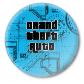 Значок с принтом Grand Theft Auto в Новосибирске,  металл | круглая форма, металлическая застежка в виде булавки | 