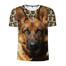 Мужская футболка 3D спортивная с принтом Овчарка в Новосибирске, 100% полиэстер с улучшенными характеристиками | приталенный силуэт, круглая горловина, широкие плечи, сужается к линии бедра | любимец | овчарка | пес | песик | питомец | собака | собаки