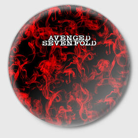 Значок с принтом Avenged Sevenfold в Новосибирске,  металл | круглая форма, металлическая застежка в виде булавки | avenged sevenfold | metal | rock | sevenfold | группа | отомщенный | отомщенный семикратно | рок | рокеры