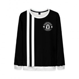 Мужской свитшот 3D с принтом Manchester United Black&White в Новосибирске, 100% полиэстер с мягким внутренним слоем | круглый вырез горловины, мягкая резинка на манжетах и поясе, свободная посадка по фигуре | england | football | logo | manchester united | sport | англия | арт | лига | лого | манчестер юнайтед | спорт | текстура | фк | футбол | футбольный клуб | эмблема