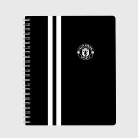 Тетрадь с принтом Manchester United Black&White в Новосибирске, 100% бумага | 48 листов, плотность листов — 60 г/м2, плотность картонной обложки — 250 г/м2. Листы скреплены сбоку удобной пружинной спиралью. Уголки страниц и обложки скругленные. Цвет линий — светло-серый
 | england | football | logo | manchester united | sport | англия | арт | лига | лого | манчестер юнайтед | спорт | текстура | фк | футбол | футбольный клуб | эмблема