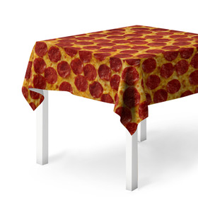 Скатерть 3D с принтом Пицца пепперони в Новосибирске, 100% полиэстер (ткань не мнется и не растягивается) | Размер: 150*150 см | pepperoni | pizza | еда | колбаса | мясо | пица | сардельки | сыр | фастфуд