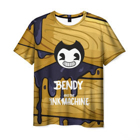 Мужская футболка 3D с принтом Bendy and the Ink Machine в Новосибирске, 100% полиэфир | прямой крой, круглый вырез горловины, длина до линии бедер | 0x000000123 | bendy | ink machine | бенди