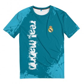 Мужская футболка 3D с принтом REAL MADRID в Новосибирске, 100% полиэфир | прямой крой, круглый вырез горловины, длина до линии бедер | fc | football | fotball club | real madrid | sport | реал мадрид | спорт | спортивные | униформа | фирменные цвета | фк | футбол | футбольный клуб