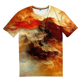 Мужская футболка 3D с принтом огненное небо в Новосибирске, 100% полиэфир | прямой крой, круглый вырез горловины, длина до линии бедер | огненное небо | пасмурно