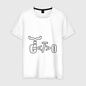 Мужская футболка хлопок с принтом Велосипед программиста в Новосибирске, 100% хлопок | прямой крой, круглый вырез горловины, длина до линии бедер, слегка спущенное плечо. | велосипед | код | программирование | программист | символы