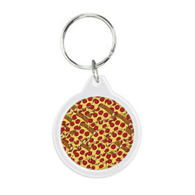 Брелок круглый с принтом Pizza в Новосибирске, пластик и полированная сталь | круглая форма, металлическое крепление в виде кольца | Тематика изображения на принте: cheese | fast food | food | junk food | pizza | еда | пицца | сыр | фастфут