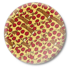 Значок с принтом Pizza в Новосибирске,  металл | круглая форма, металлическая застежка в виде булавки | Тематика изображения на принте: cheese | fast food | food | junk food | pizza | еда | пицца | сыр | фастфут