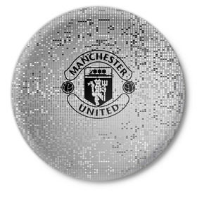 Значок с принтом Манчестер Юнайтед Pixels в Новосибирске,  металл | круглая форма, металлическая застежка в виде булавки | england | football | logo | manchester united | sport | абстракция | англия | арт | кубики | лига | лого | манчестер юнайтед | пиксели | спорт | текстура | узор | фк | футбол | футбольный клуб | эмблема