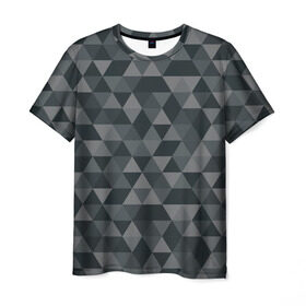 Мужская футболка 3D с принтом Hipster gray в Новосибирске, 100% полиэфир | прямой крой, круглый вырез горловины, длина до линии бедер | абстракция | белый | мозаика | ромб | серый | треугольник | узор | хипстер | черный | яркий