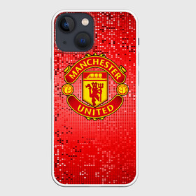 Чехол для iPhone 13 mini с принтом ФК Манчестер Юнайтед в Новосибирске,  |  | england | football | logo | manchester united | sport | абстракция | англия | арт | кубики | лига | лого | манчестер юнайтед | пиксели | спорт | текстура | фк | футбол | футбольный клуб | эмблема