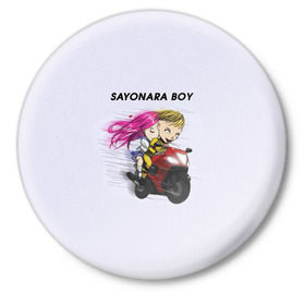 Значок с принтом Sayonara boy в Новосибирске,  металл | круглая форма, металлическая застежка в виде булавки | Тематика изображения на принте: 