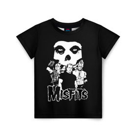 Детская футболка 3D с принтом Misfits в Новосибирске, 100% гипоаллергенный полиэфир | прямой крой, круглый вырез горловины, длина до линии бедер, чуть спущенное плечо, ткань немного тянется | horror | punk | rock | альтернатива | группа | мисфитс | неприкаянные | панк | рок | хоррор