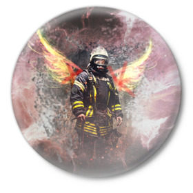 Значок с принтом Пожарный в Новосибирске,  металл | круглая форма, металлическая застежка в виде булавки | 