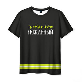 Мужская футболка 3D с принтом пожарная форма в Новосибирске, 100% полиэфир | прямой крой, круглый вырез горловины, длина до линии бедер | 