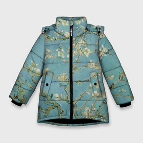 Зимняя куртка для девочек 3D с принтом Ван Гог Цветущие ветки миндаля в Новосибирске, ткань верха — 100% полиэстер; подклад — 100% полиэстер, утеплитель — 100% полиэстер. | длина ниже бедра, удлиненная спинка, воротник стойка и отстегивающийся капюшон. Есть боковые карманы с листочкой на кнопках, утяжки по низу изделия и внутренний карман на молнии. 

Предусмотрены светоотражающий принт на спинке, радужный светоотражающий элемент на пуллере молнии и на резинке для утяжки. | вангог | винсент | живопись | картина | цветы