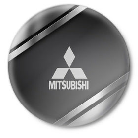 Значок с принтом MITSUBISHI SPORT в Новосибирске,  металл | круглая форма, металлическая застежка в виде булавки |  машина | марка | митсубиси