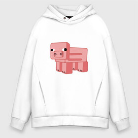 Мужское худи Oversize хлопок с принтом Minecraft Pig в Новосибирске, френч-терри — 70% хлопок, 30% полиэстер. Мягкий теплый начес внутри —100% хлопок | боковые карманы, эластичные манжеты и нижняя кромка, капюшон на магнитной кнопке | minecraft pigminecraft | майнкрафт