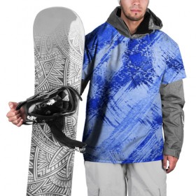Накидка на куртку 3D с принтом Брызги и полосы-3 в Новосибирске, 100% полиэстер |  | абстракция | брызги краски | кляксы | полосы | пятна | разводы | синий