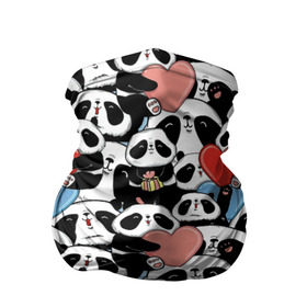 Бандана-труба 3D с принтом Funny Panda в Новосибирске, 100% полиэстер, ткань с особыми свойствами — Activecool | плотность 150‒180 г/м2; хорошо тянется, но сохраняет форму | bear | heart | positive | медведь | мишка | орнамент | панда | подарок | позитив | сердечки | сердце | сюрприз | узор