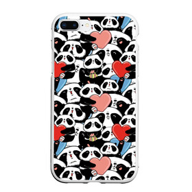 Чехол для iPhone 7Plus/8 Plus матовый с принтом Funny Panda в Новосибирске, Силикон | Область печати: задняя сторона чехла, без боковых панелей | bear | heart | positive | медведь | мишка | орнамент | панда | подарок | позитив | сердечки | сердце | сюрприз | узор