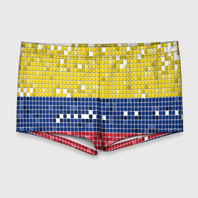 Мужские купальные плавки 3D с принтом Флаг Колумбии в Новосибирске, Полиэстер 85%, Спандекс 15% |  | пиксельный